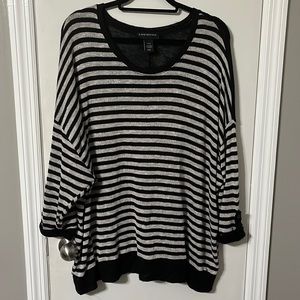 Black and grey striped drop shoulder sweater
